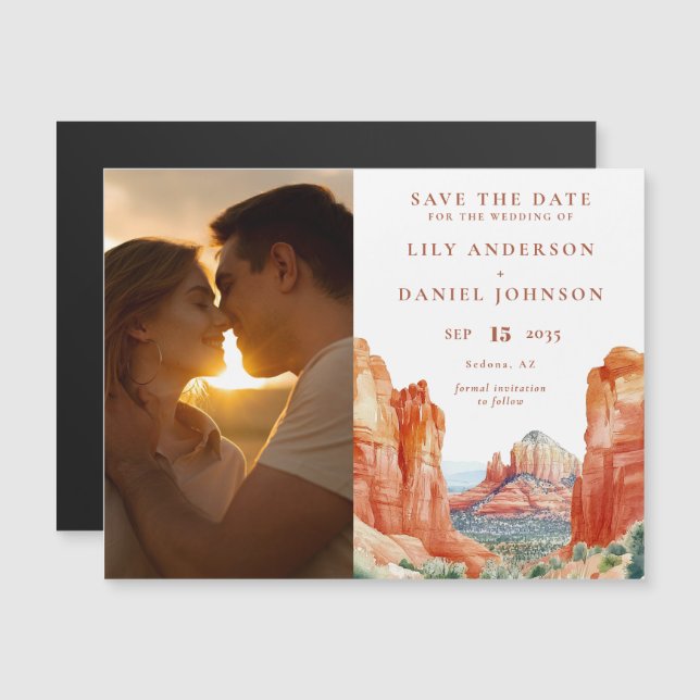 Mountain Desert Photo Wedding Save The Date Magnetic Invitation (Front/Back)