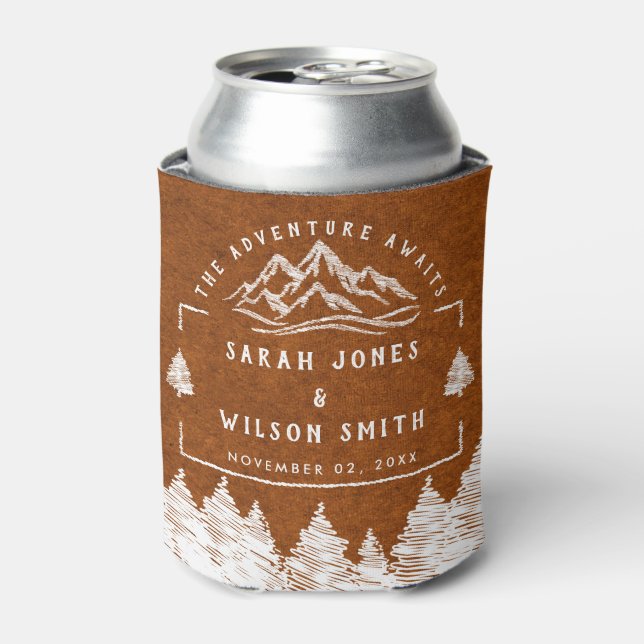 Mountain Destination simple minimal Wedding  Can Cooler (Can Front)