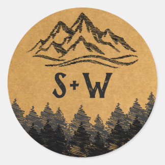 Mountain Destination simple minimal Wedding  Class Classic Round Sticker
