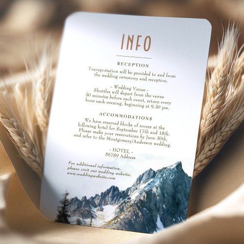 Mountain Destination Wedding Insert INFO Details Invitation