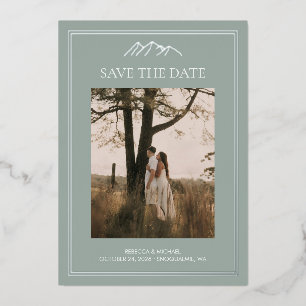Mountain destination wedding save the date foil invitation