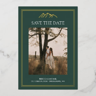 Mountain destination wedding save the date foil invitation