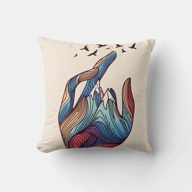 Mountain Dreams in Your Hands Throw Pillow (Front)