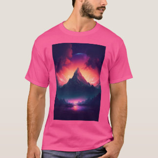 Mountain Dreamscape Synthwave Serenity In Nature'S T-Shirt
