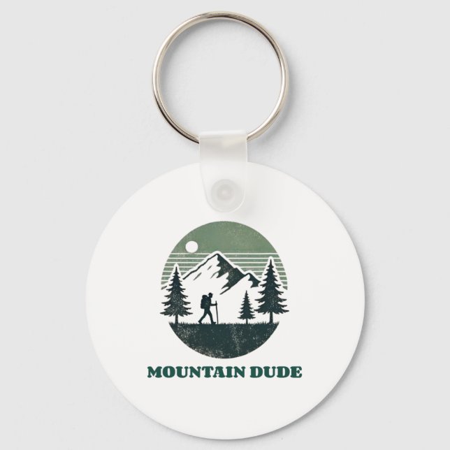 Mountain Dude Hiking  Keychain (Front)