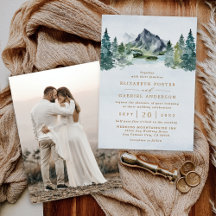 Mountain Elegant Rustic Wedding Photo Real Gold