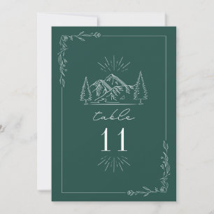 Mountain Emerald Wedding Table Number