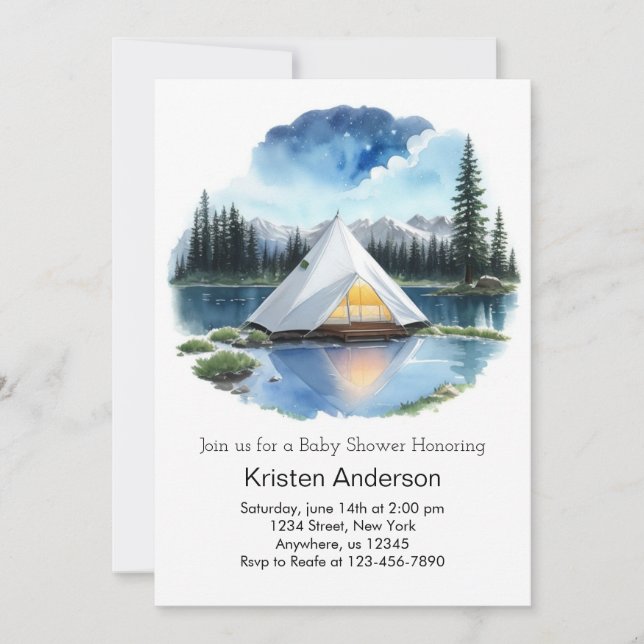 Mountain Escapade Adventure Awaits Baby Shower Invitation (Front)
