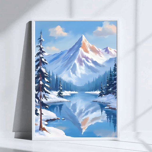 Mountain Escape | Winter Snow Watercolor Nature Poster (Creator Uploaded)