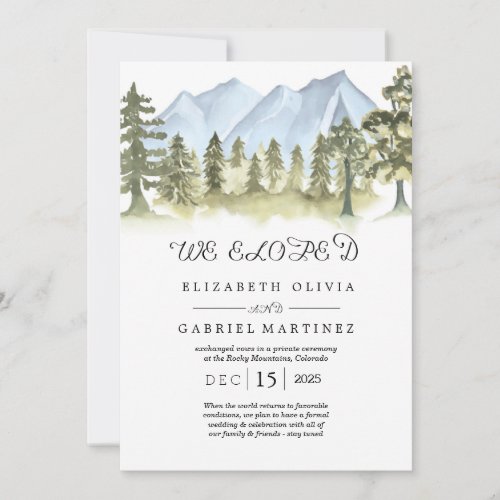 Mountain Evergreen Rustic Trees Wedding invitation