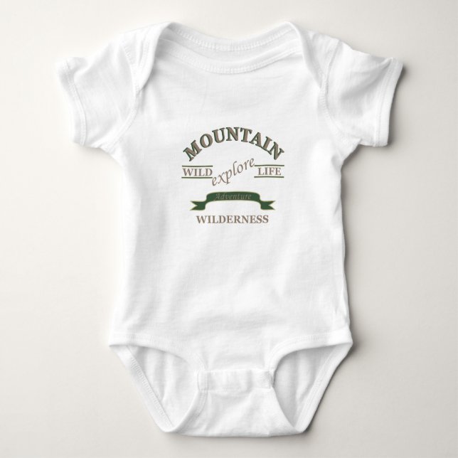 mountain explorer wildlife outdoor adventure baby bodysuit (Front)
