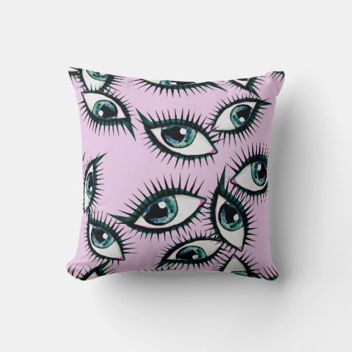 Mountain Eye Abstract Iconic Design Throw Pillow