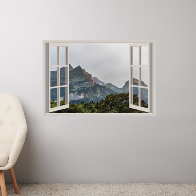 Mountain Fake Window Home Office Decor Large  Wall Decal (Living Room 2)