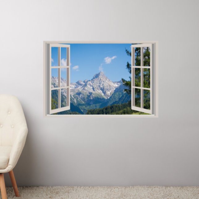 Mountain Fake Window Home Office Decor Large  Wall Decal (Living Room 2)
