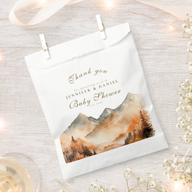 Mountain Fall Adventure with Bear Baby Shower  Favor Bag (Clipped)