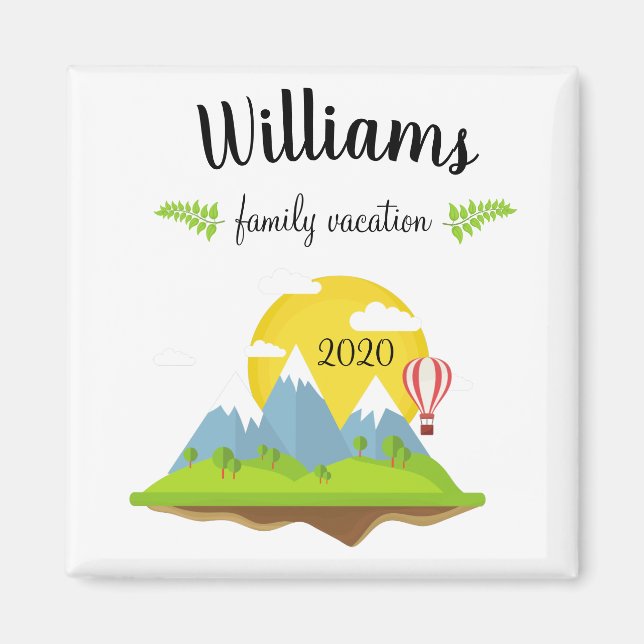 Mountain Family Vacation Souvenir Travel Magnet (Front)