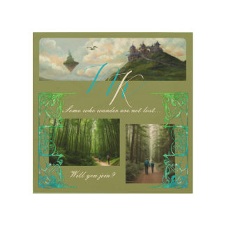 Mountain fantasy art with photo and monogram