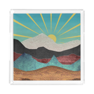 Mountain Fantasy Sunrise Acrylic Tray