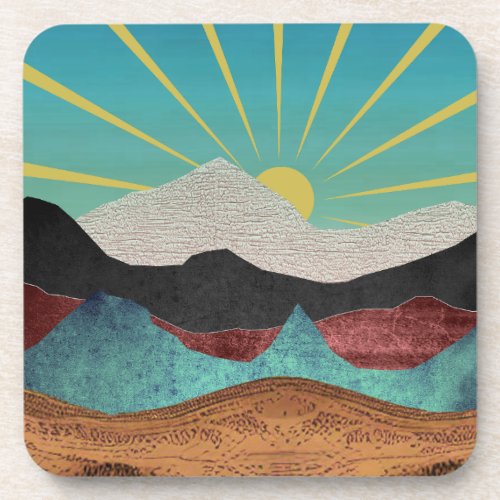 Mountain Fantasy Sunrise Beverage Coaster