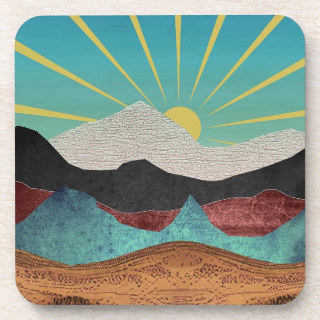 Mountain Fantasy Sunrise Beverage Coaster (Front)
