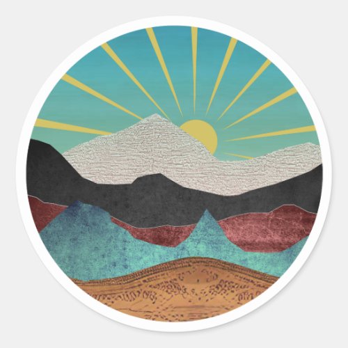 Mountain Fantasy Sunrise Classic Round Sticker