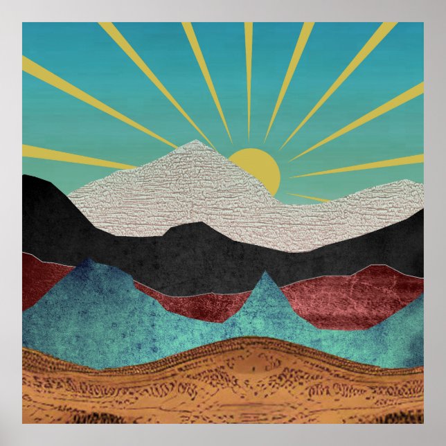 Mountain Fantasy Sunrise Poster (Front)