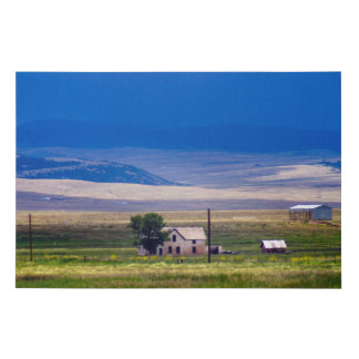 Mountain Farmhouse Landscape. Colorado Faux Canvas Print