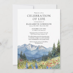 Mountain Floral Celebration Of Life Funeral Invitation