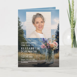 Mountain Floral Funeral Memorial Order Of Service Program