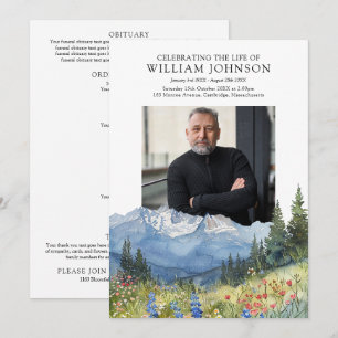 Mountain Floral Memorial Funeral Order Of Service Program