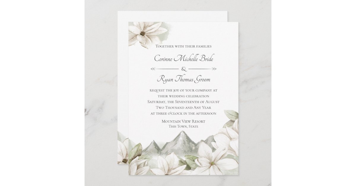 Mountain Floral Wedding Invitation | Zazzle