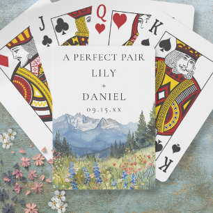Mountain Floral Wedding Perfect Pair Favor Poker Cards