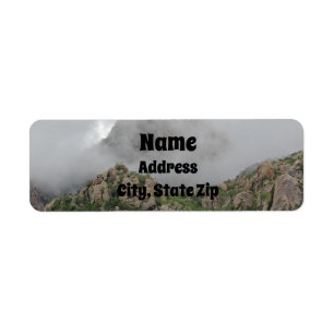 Mountain Fog Desert Landscape Photo Arizona Label