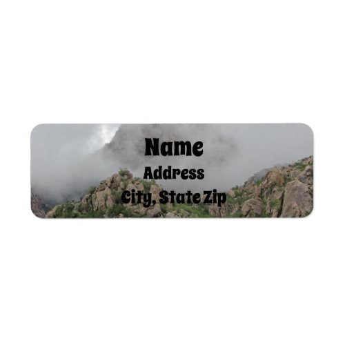 Mountain Fog Desert Landscape Photo Arizona Label