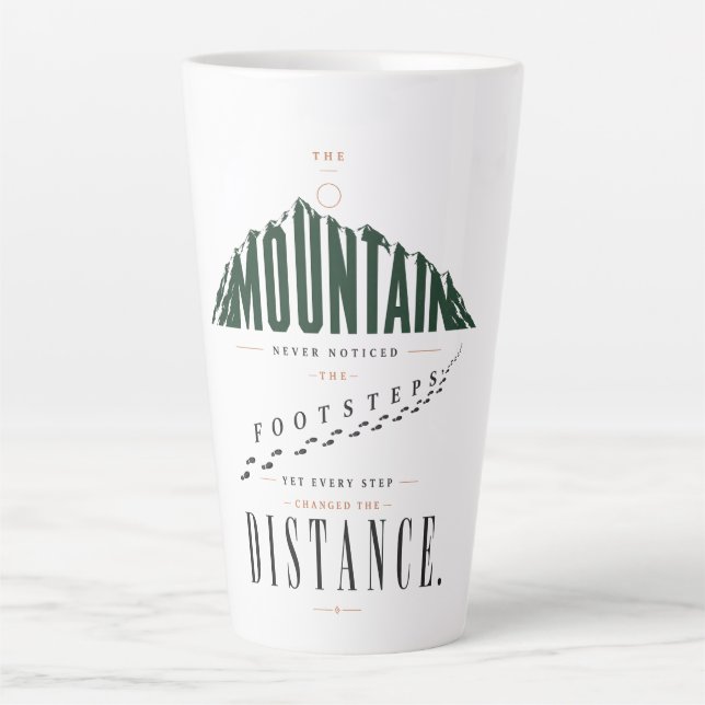 Mountain Footsteps Distance Quote Latte Mug (Front)