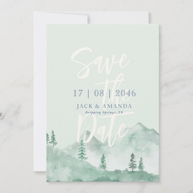 Mountain Foreat nature wedding save the date Invitation (Front)
