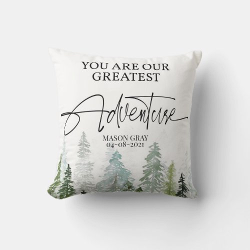 Mountain forest Adventure Nursery decor Throw Pillow