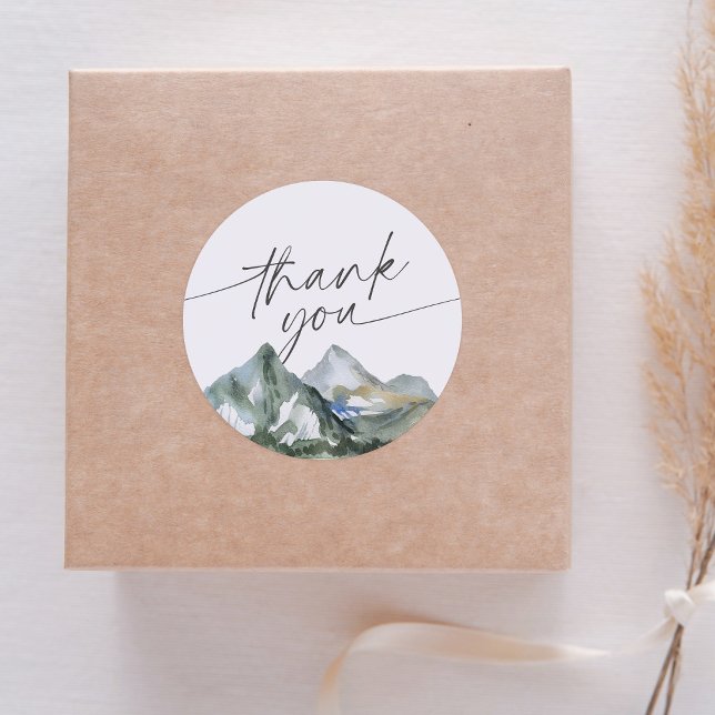 Mountain Forest Baby Shower Classic Round Sticker (Creator Uploaded)