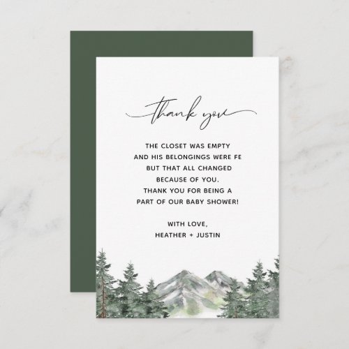 Mountain Forest Baby Shower Thank You Cards
