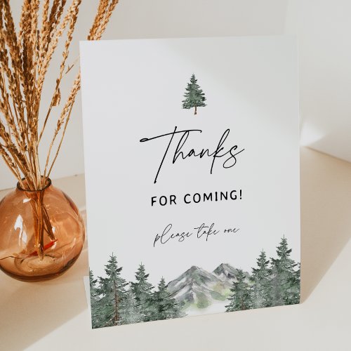 Mountain Forest Baby Shower Thank You For Coming Pedestal Sign