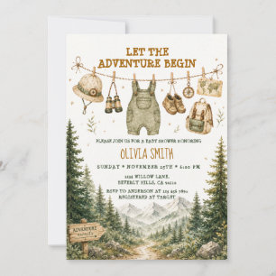 Mountain Forest Camping Baby Shower Invite