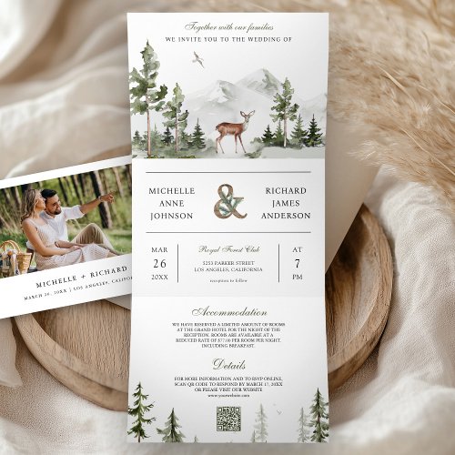 Mountain Forest Deer QR Code Photo Collage Wedding