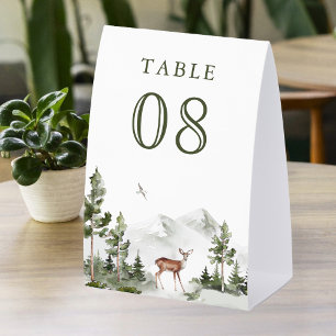 Mountain Forest Deer Wedding Table Number Paper Table Tent