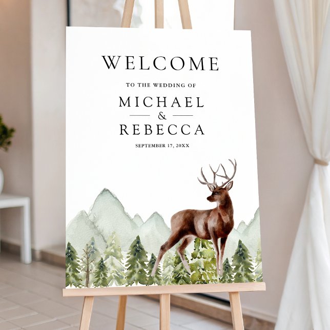 Mountain Forest Deer Wedding Welcome Sign (Creator Uploaded)