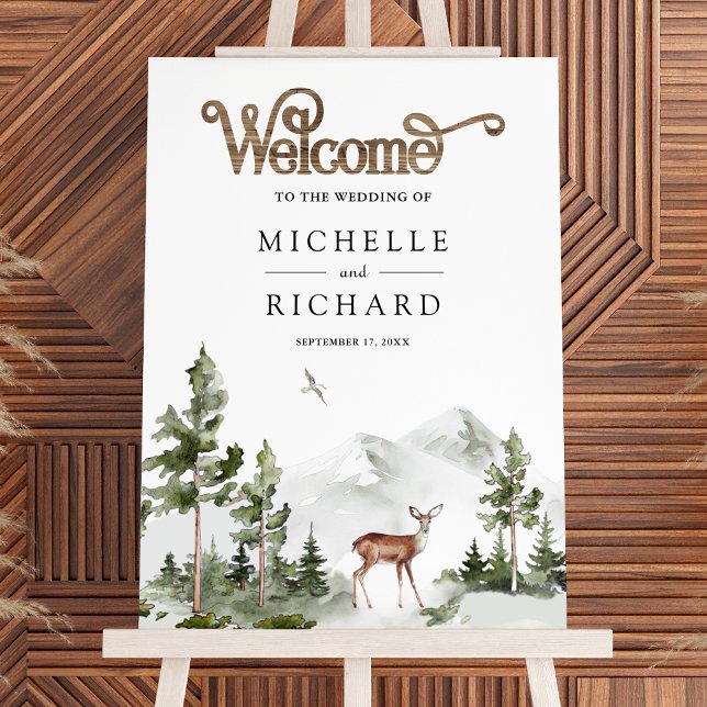 Mountain Forest Deer Wedding Welcome Sign (Creator Uploaded)