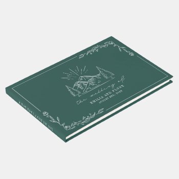 Mountain Forest Emerald Rustic Wedding Guest Book by JillsPaperie at Zazzle