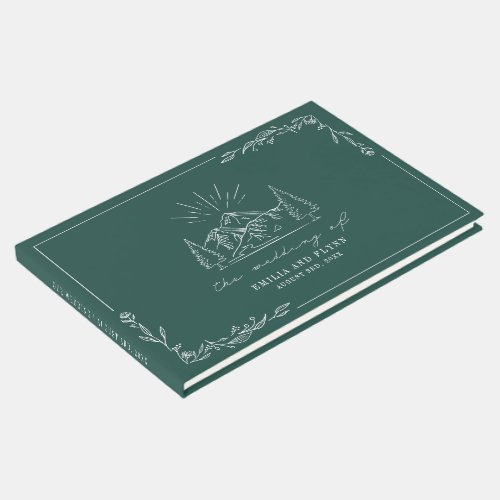 Mountain Forest Emerald Rustic Wedding Guest Book
