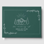 Mountain Forest Emerald Rustic Wedding Guest Book<br><div class="desc">Line art inspired illustration of mountains and evergreen trees over emerald background.</div>