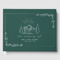 Mountain Forest Emerald Rustic Wedding Guest Book