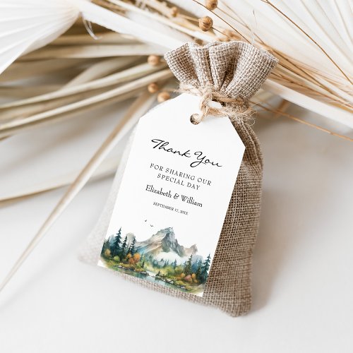 Mountain Forest Evergreen Tree Wedding Favor Gift Tags